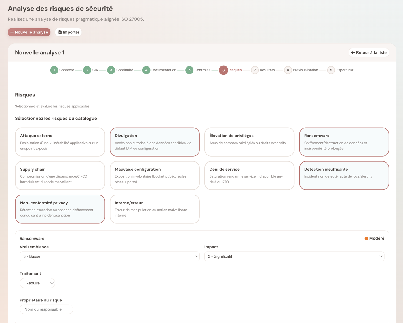 Scénarios de risques